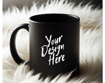 Tazza Mockup 11 oz. Tazza in ceramica Mockup, Tazza da caffè nera in stile Stock Photo, Tazza invernale Mockup, Tazza autunnale, IMMAGINE PNG digitale, Tazza nera Mockup