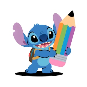 Stitch back to school PNG, clipart Stitch PNG, Stitch PNG transparent, Cute Stitch back to school Clipart Good quality, instant download