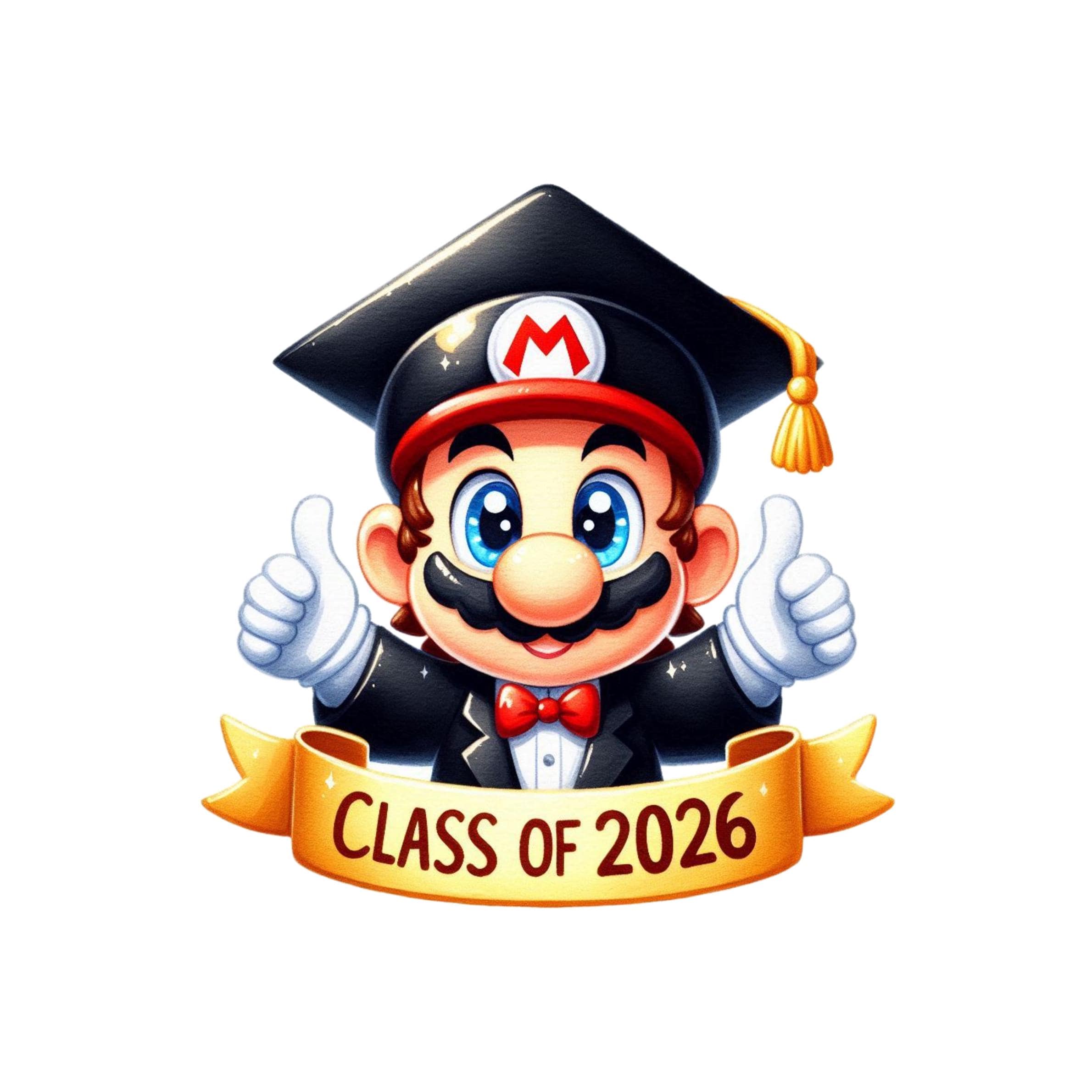 Mario Class of 2026 Graduation Watercolor Splash Clipart Image PNG ...