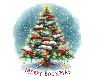 All Booked for Christmas PNG, Holiday Book Lover Sublimation Design T-Shirt,Mug, Festive Reading Png, Christmas Book Tree Png,Librarians Png