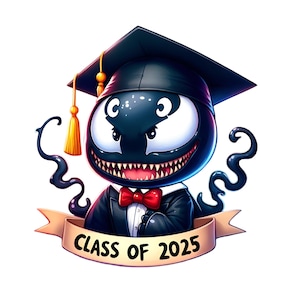 Venom Spiderman Graduation PNG Image, Clipart Images, Graduation Cartoon Artwork,PNG Cute Images,Class of 2025,Graduation 2025 Character Png