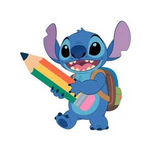 Stitch back to school PNG, clipart Stitch PNG, Stitch PNG transparent, Cute Stitch back to school Clipart Good quality, instant download