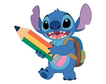 Stitch powrót do szkoły PNG, clipart Stitch PNG, Stitch PNG przezroczysty, Uroczy Stitch powrót do szkoły Clipart Dobra jakość, natychmiastowe pobranie