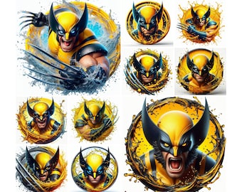 10 PNG Wolverine Splash and Watercolor Digital design PNG file for sublimation, High Resolution ,Instant Digital PNG Download,Tshirt designs