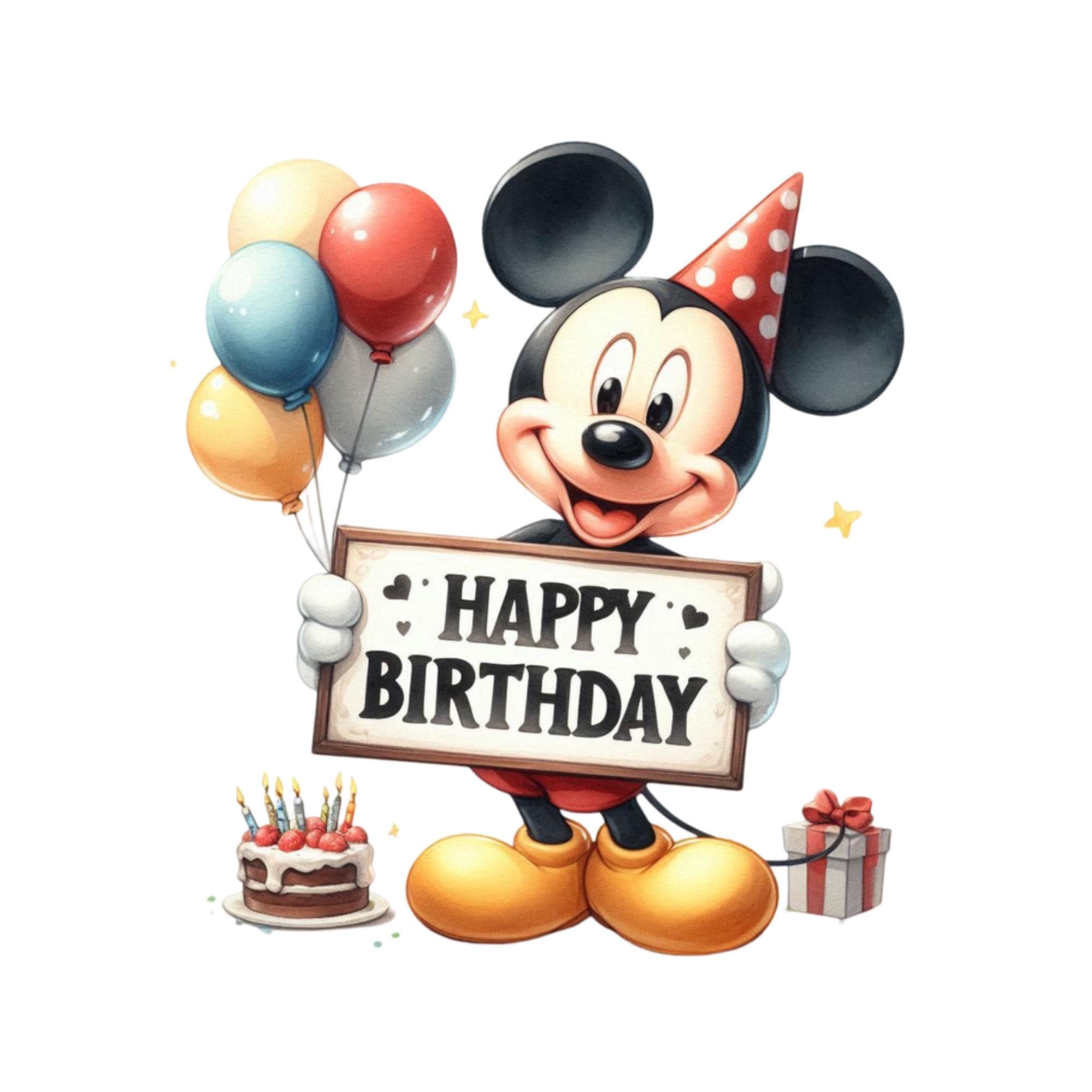 Archivo PNG de diseño digital de cumpleaños de Mickey Mouse para sublimación, alta resolución, descarga PNG digital instantánea, diseño de camiseta, archivos clipart, PNG