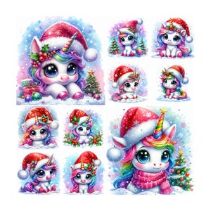 10 Christmas Unicorn Clipart bundle, Winter Unicorn clipart, Cute Unicorn clipart, Christmas Clipart, Digital Download, Christmas Png,