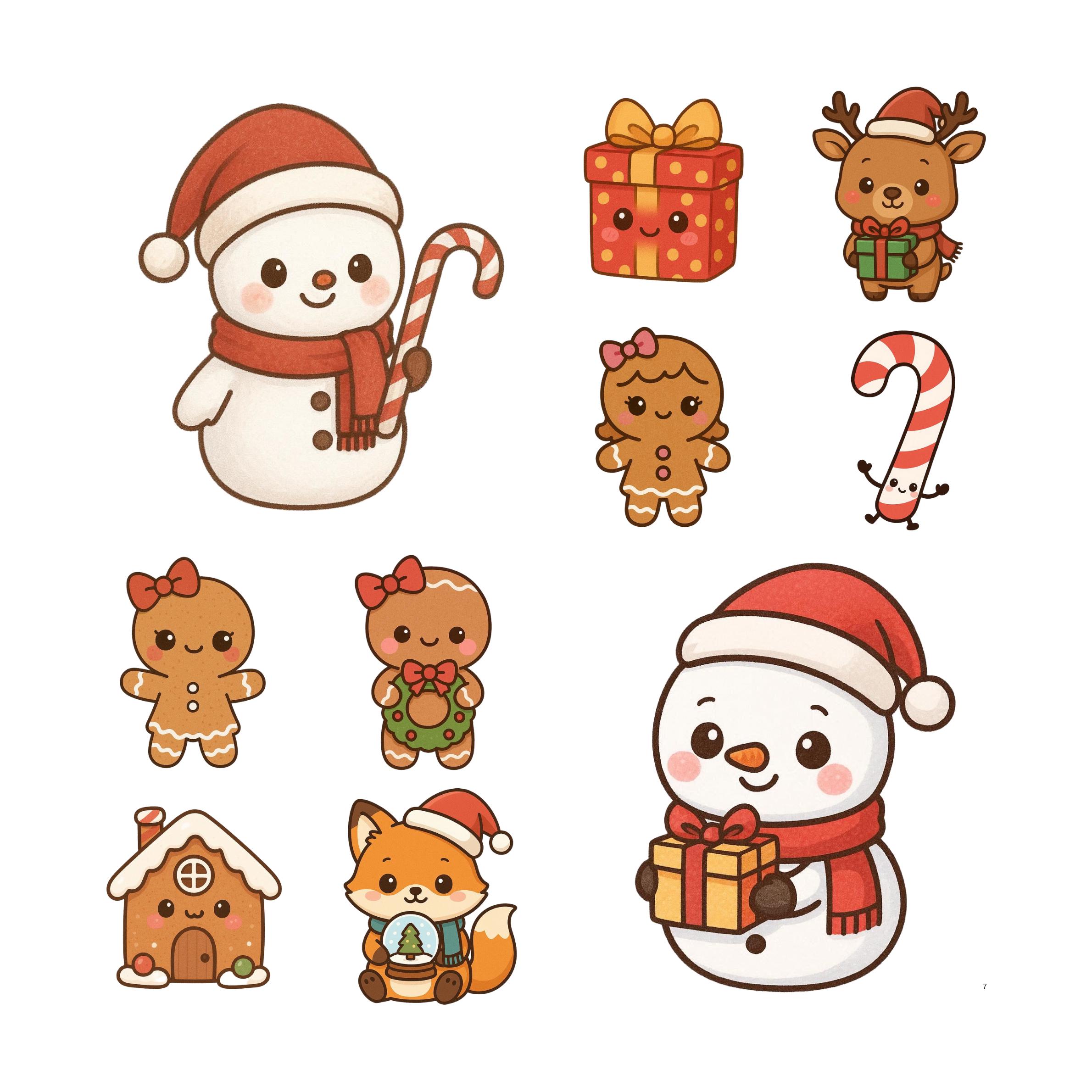 50 Kawaii Christmas Animals Clipart Bundle | Cute Holiday PNG Set ...