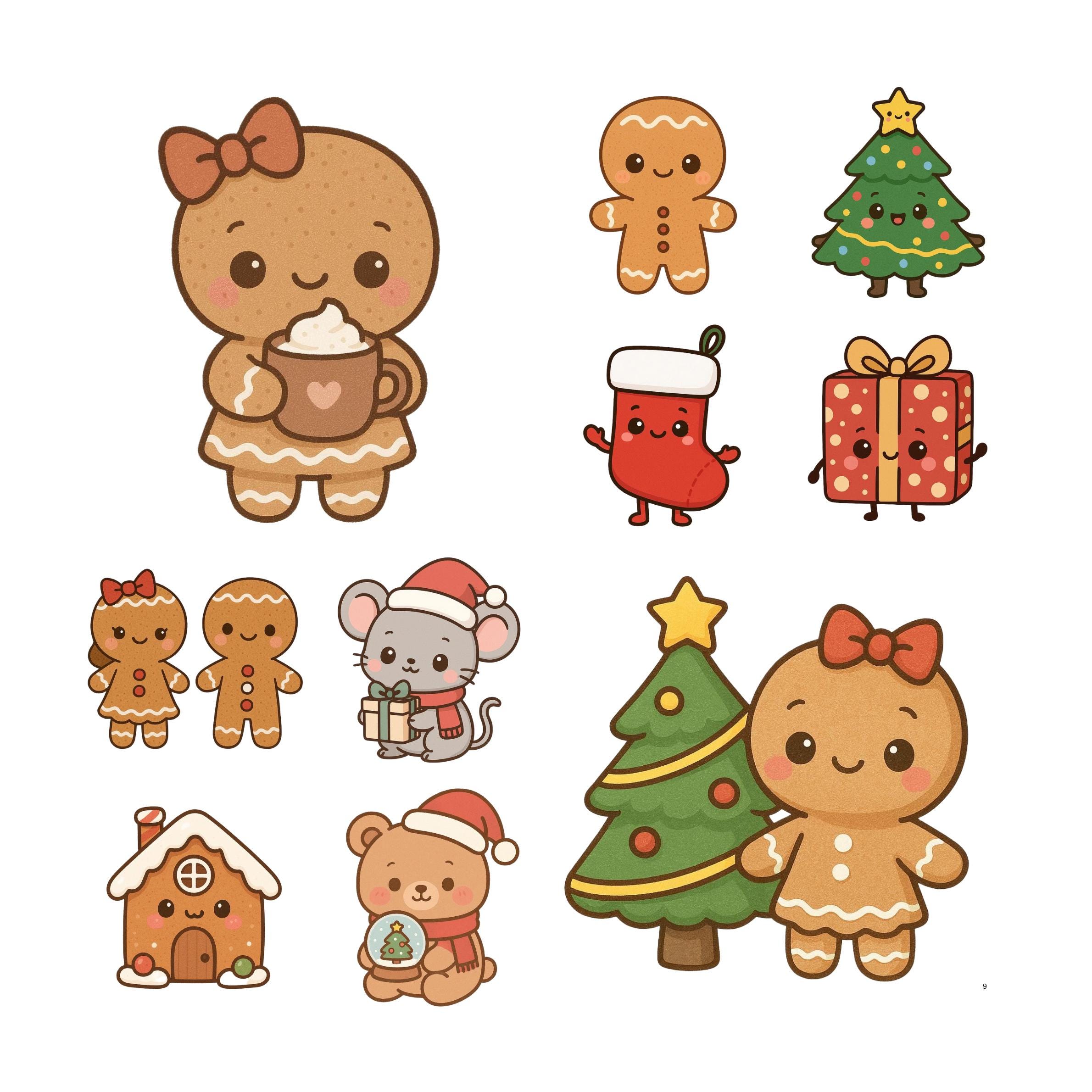 50 Kawaii Christmas Animals Clipart Bundle | Cute Holiday PNG Set ...