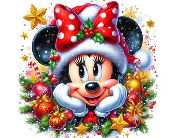 Minnie Mouse Christmas Png Digital design PNG file for sublimation,High Resolution,Instant Digital PNG Download,Tshirt design,Clipart,Png