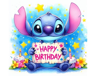 Cumpleaños de Stitch PNG, Cumpleaños de alta calidad PNG, Cumpleaños de Lilo y Stitch PNG, Cumpleaños de niña PNG, Diseños de camisetas de cumpleaños, Png