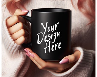 Mokmodel, blanco mok, mock-ups, koffiemok mock-up, mokmodellen, pod keramische beker, zwarte beker mock-up 11 oz, mokfoto, printful mokmodel