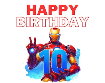 Iron Man Birthday PNG, Birthday Boy Png, Iron On image for DTF Sublimation, Superhero Birthday, Superhero Clipart digital download, Png