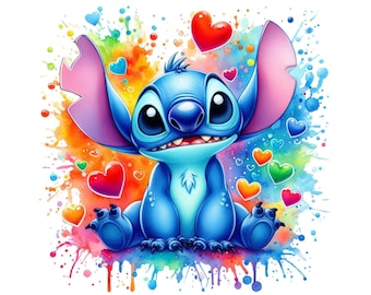 PNG Stitch Splash and Watercolor Digital design PNG file for sublimation - High Resolution -Instant Digital PNG Download,Tshirt designs,Png