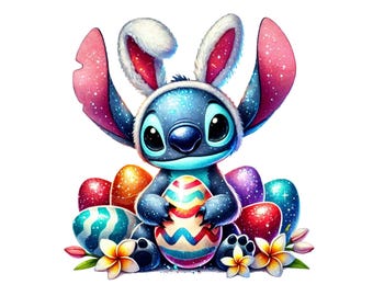 stitch easter PNG bundle, stitch with Easter eggs shirt Design png file for easter sublimation, Instant Digital Download, Trendy Easter Png