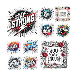 40 PNG Inspirational Quotes Clipart, Motivational Phrase Illustrations, Positive Art, Inspirational Quotes, Inspirational PNG, Digital file