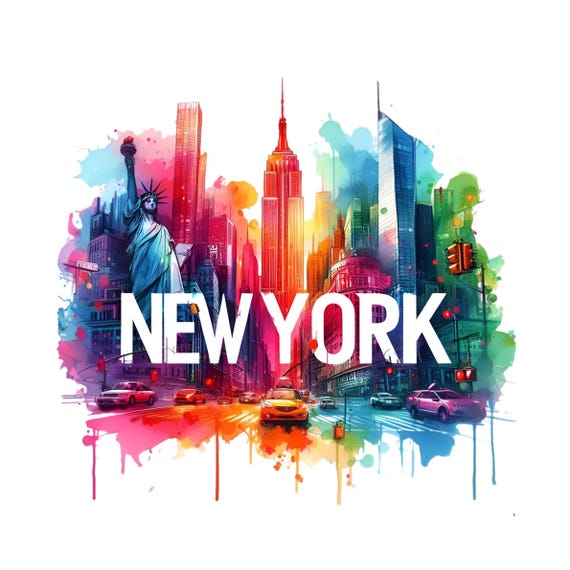 New York Png, Sublimation Design, Colorful Neon Png, England Png, UK Png, Travel Png, Trendy Png, T-Shirt Design, Digital Download Png, DTF