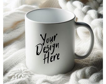 Maquette de tasse 11 oz Maquette de tasse en céramique, tasse à café blanche de style photo en stock, maquette de tasse d'hiver, tasse d'automne, IMAGE numérique PNG, maquette de tasse à la mode