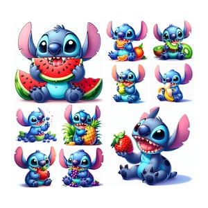 10 Stitch Eating Png Arquivo de design digital PNG para sublimação, alta resolução, download instantâneo de PNG digital, designs de camisetas, pacote de clipart PNG
