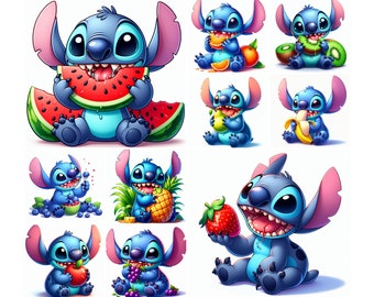 10 Stitch Eating Png Digital design PNG file for sublimation,High Resolution,Instant Digital PNG Download, Tshirt designs,Png Clipart Bundle