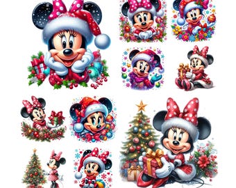 10 Minnie Mouse Christmas Png Digital design PNG file for sublimation,High Resolution,Instant Digital PNG Download,Tshirt design,Clipart,Png