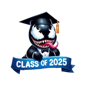 Venom Spiderman Graduation PNG Image, Clipart Images, Graduation Cartoon Artwork,PNG Cute Images,Class of 2025,Graduation 2025 Character Png