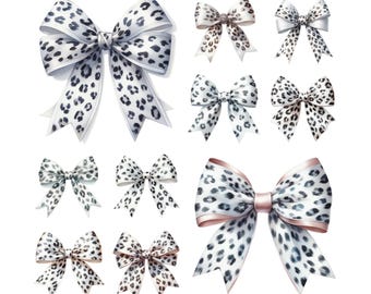 10 Coquette Bow PNG, Leopard Print Bow PNG, Cheetah Bow, Girly Girl Bow Aesthetic, Trendy Coquette, Girlie, Soft Girl Ribbons, Trending Png