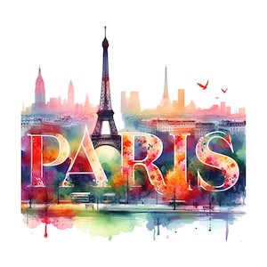 Paris PNG Download, Paris Digital Art, Paris Clipart, Parisian Graphics, Instant Download, Eiffel Tower Art, Travel Clipart, Digital Png