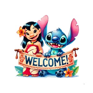 Stitch Birthday Welcome Png,Set of high quality images ready to print,Instant download,Png format, Birthday Png,png Bundle, Trending Png