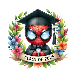 Spiderman Graduation PNG Image, Clipart Images, Graduation Cartoon Artwork,PNG Cute Images,Class of 2025, Graduation 2025 Character Png