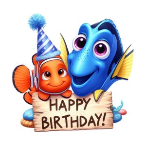 Nemo Geburtstag Png, findet Dory Splash und Aquarell Digital Design PNG Datei für Sublimation, hohe Auflösung, Tshirt Design, Png Bundle, 5