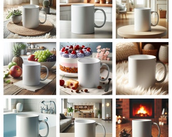 50 weiße Becher Mockup Bundle, Becher Vorlagen Volle Frontabdeckung, Cup Mockup Bundle, weiße Becher Mockup, TUTORIALS, Becher MockUps, Kaffeetasse Mockup
