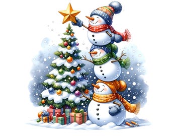 Cute Christmas Snowman png, Funny Christmas Snowman Png, Let it Snow Png, Watercolor Winter png,Vintage Snowman ,Retro Snowman,Holiday Vibes