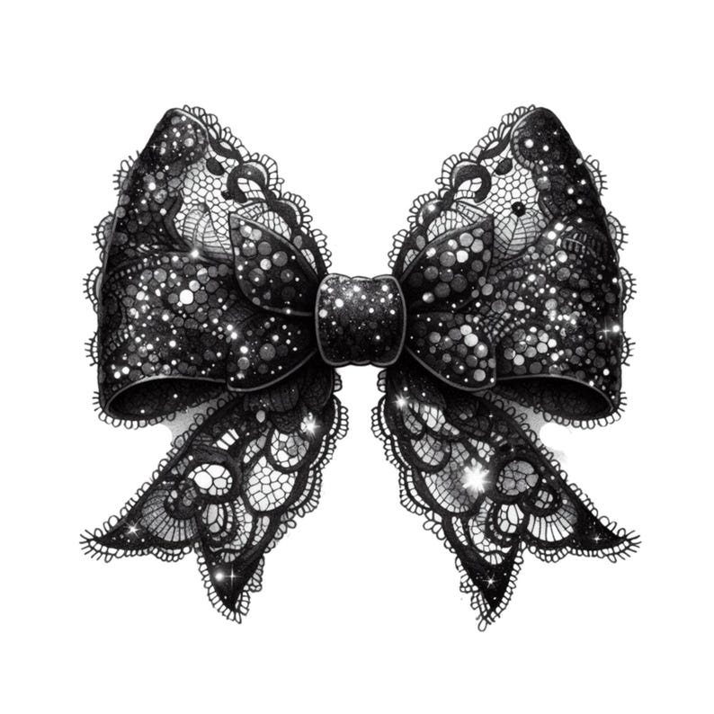 Black Lace Bow Dark Coquette PNG, Coquette Bows, Crochet Ribbon Feminine Aesthetic Sublimation Instant Digital Download Design Clipart, Png