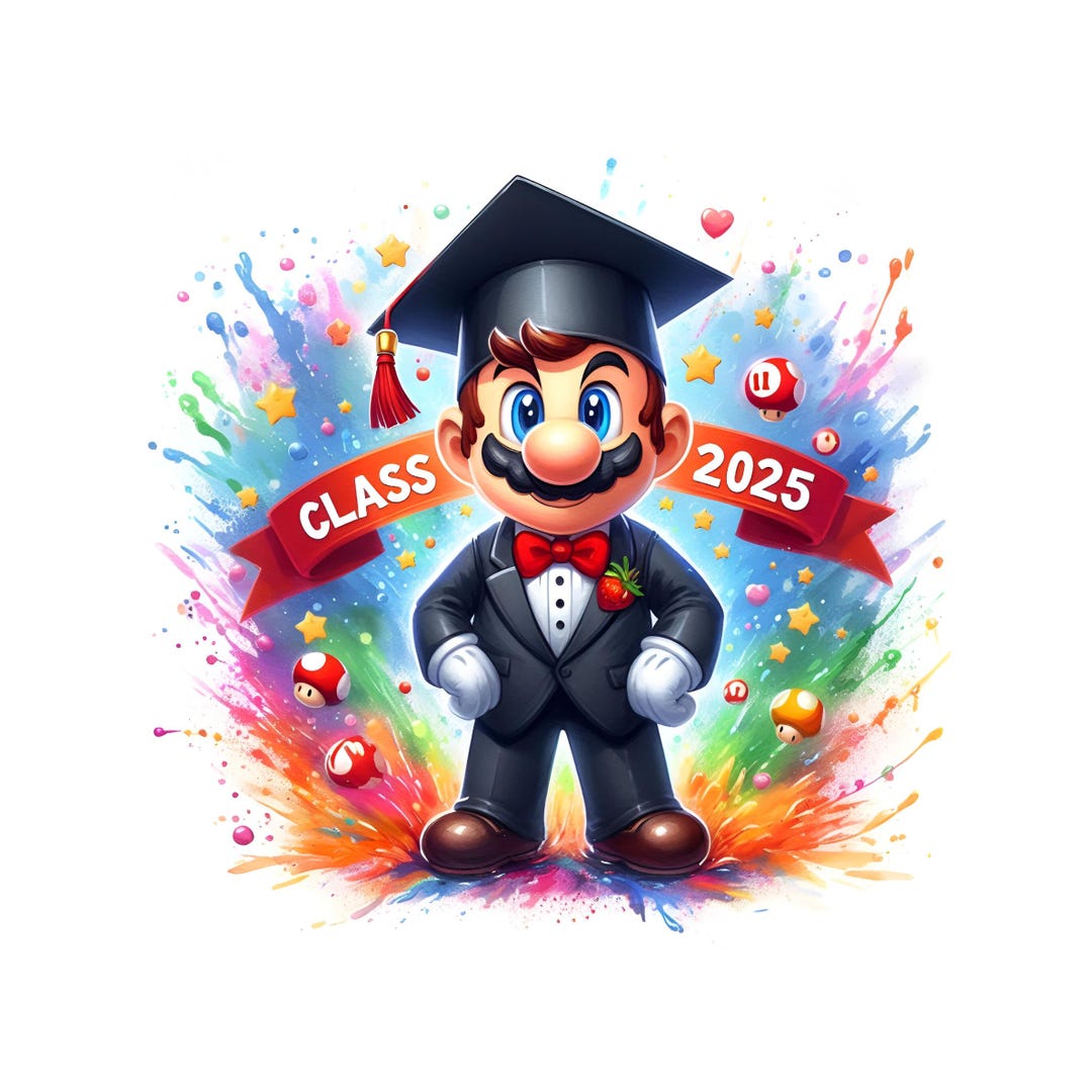 Mario Class of 2024 Graduation Watercolor Splash Clipart Image PNG ...