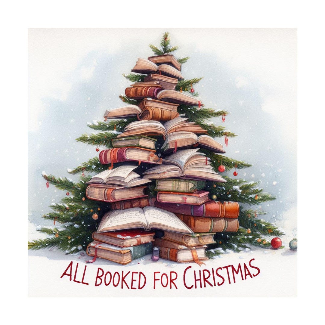 All Booked for Christmas PNG, Holiday Book Lover Sublimation Design T ...