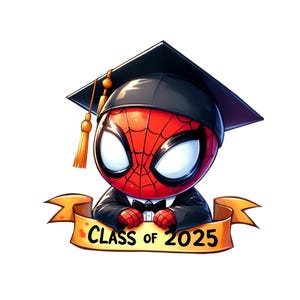 Spiderman Graduation PNG Image, Clipart Images, Graduation Cartoon Artwork,PNG Cute Images,Class of 2025, Graduation 2025 Character Png