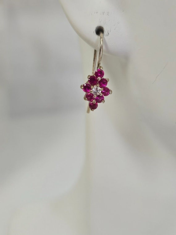 Faux Pink Ruby and Diamond 925 silver Shepard's H… - image 1