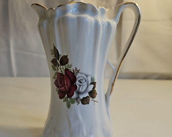 Vintage House of Webster Prussian Chocolate Pot-Red and White Roses
