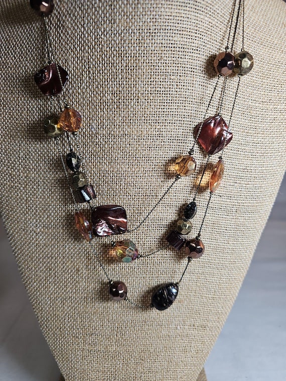 Ruby red brown colored necklace - image 1