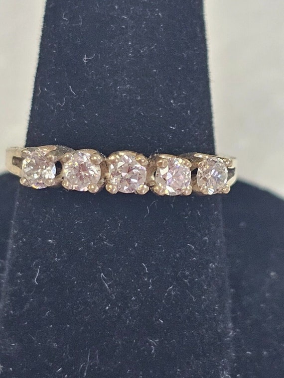 Vintage JED Solid .925 Sterling Silver 5 Stone CZ Ring Anniversary