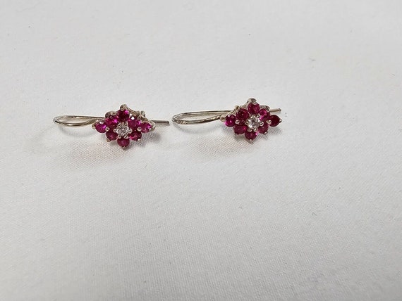 Faux Pink Ruby and Diamond 925 silver Shepard's H… - image 4
