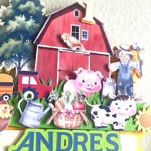 Farm Animal Cake Topper, Personalized Farm Birthday Topper, First Birthday Farm Party Decoration, Cake Topper for Kids Birthday, Farm Cake