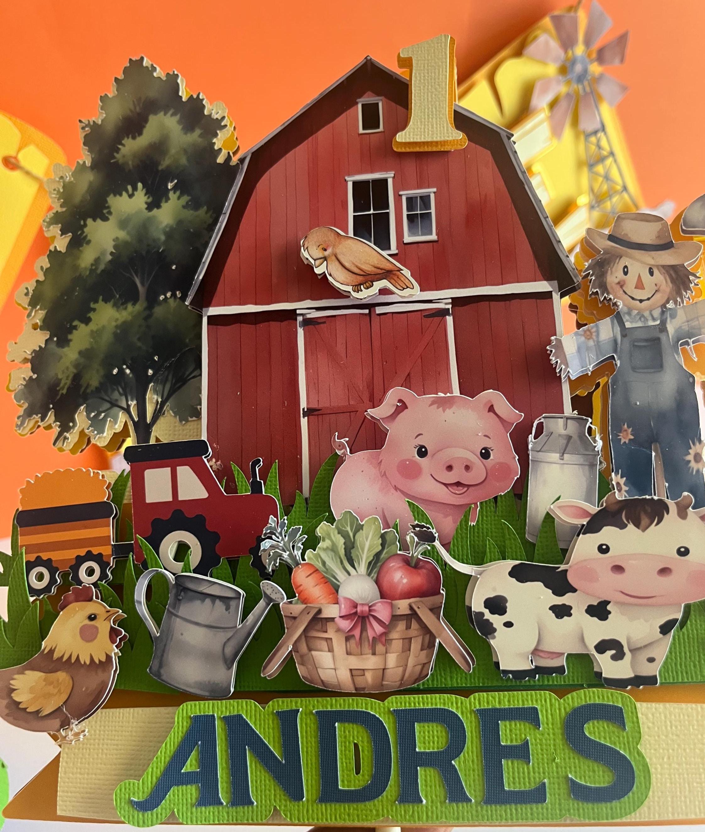 Farm Animal Cake Topper, Personalized Farm Birthday Topper, First ...