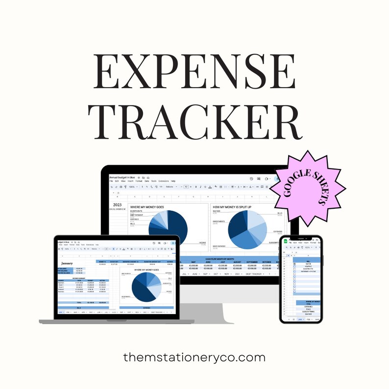 Financial Planner Google Sheets Template in Blue Etsy