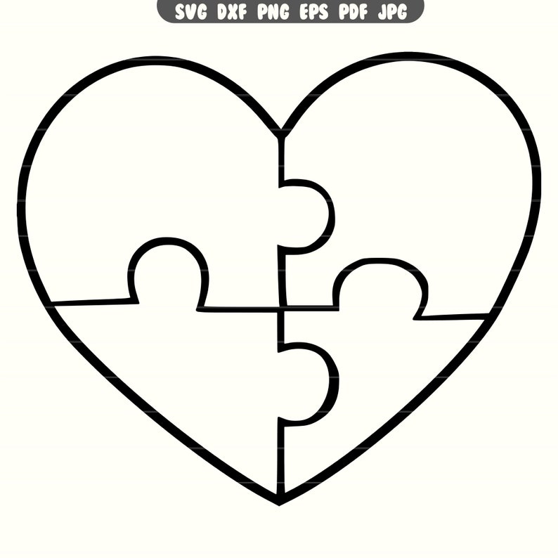 Heart Puzzle SVG, Heart Puzzle DXF, Heart Puzzle PNG, Heart Puzzle
