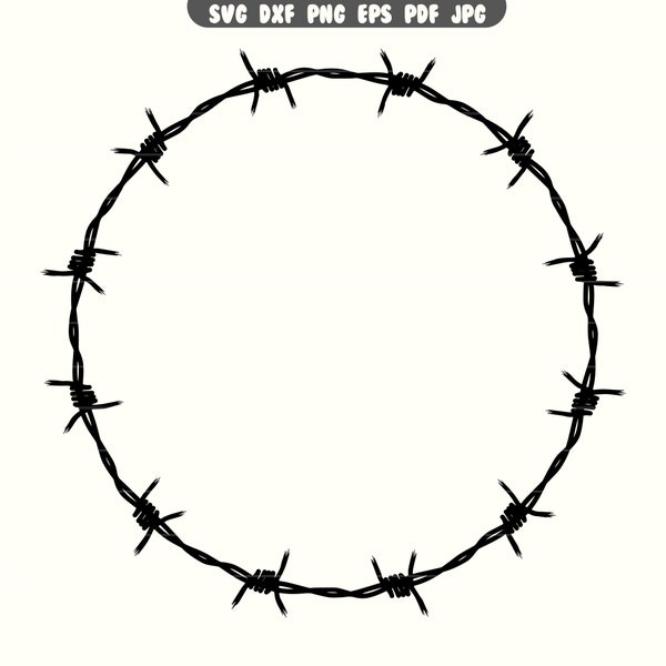 Round Barbed Wire Frame SVG, Round Barbed Wire Frame DXF, Round Barbed Wire Frame PNG, Round Barbed Wire Frame Cut File | Instant Download |