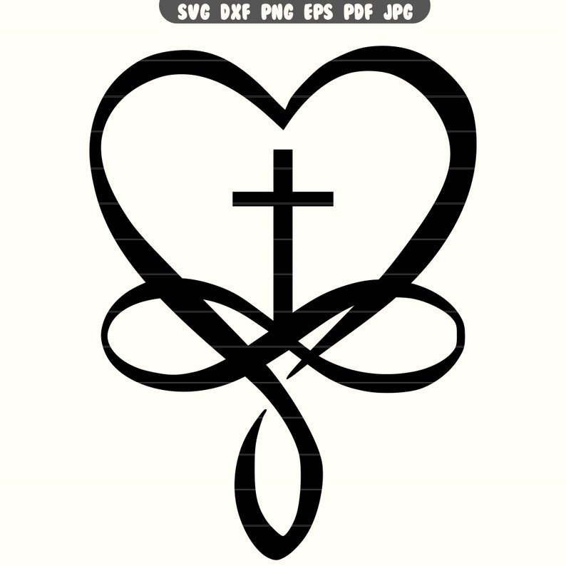 Heart Cross SVG, Heart Cross DXF, Heart Cross PNG, Heart Cross Clipart