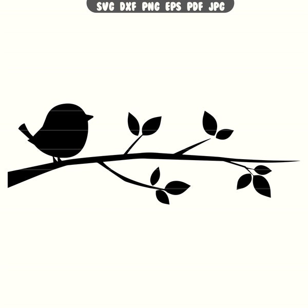 Bird on Branch SVG, Bird on Branch DXF, Bird on Branch PNG, Bird on Branch Clipart, Bird on Branch Cut File | Instant Download |