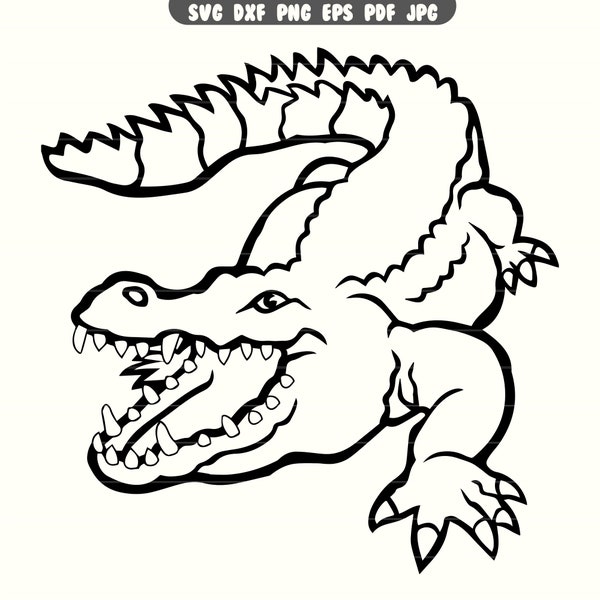 Crocodile SVG, Crocodile DXF, Crocodile PNG, Crocodile Clipart, Crocodile Cut File | Instant Download