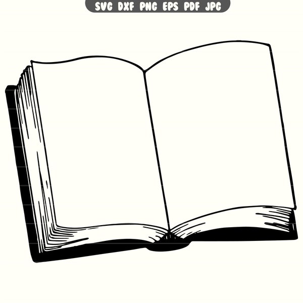 Open Book SVG, Open Book DXF, Open Book PNG, Open Book Clipart, Open Book Cut File | Instant Download |